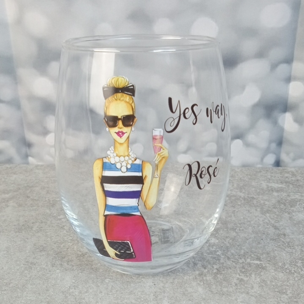 🏠 🍒 Yes Way, Rosé Girlfriends Stemless Wine Glass